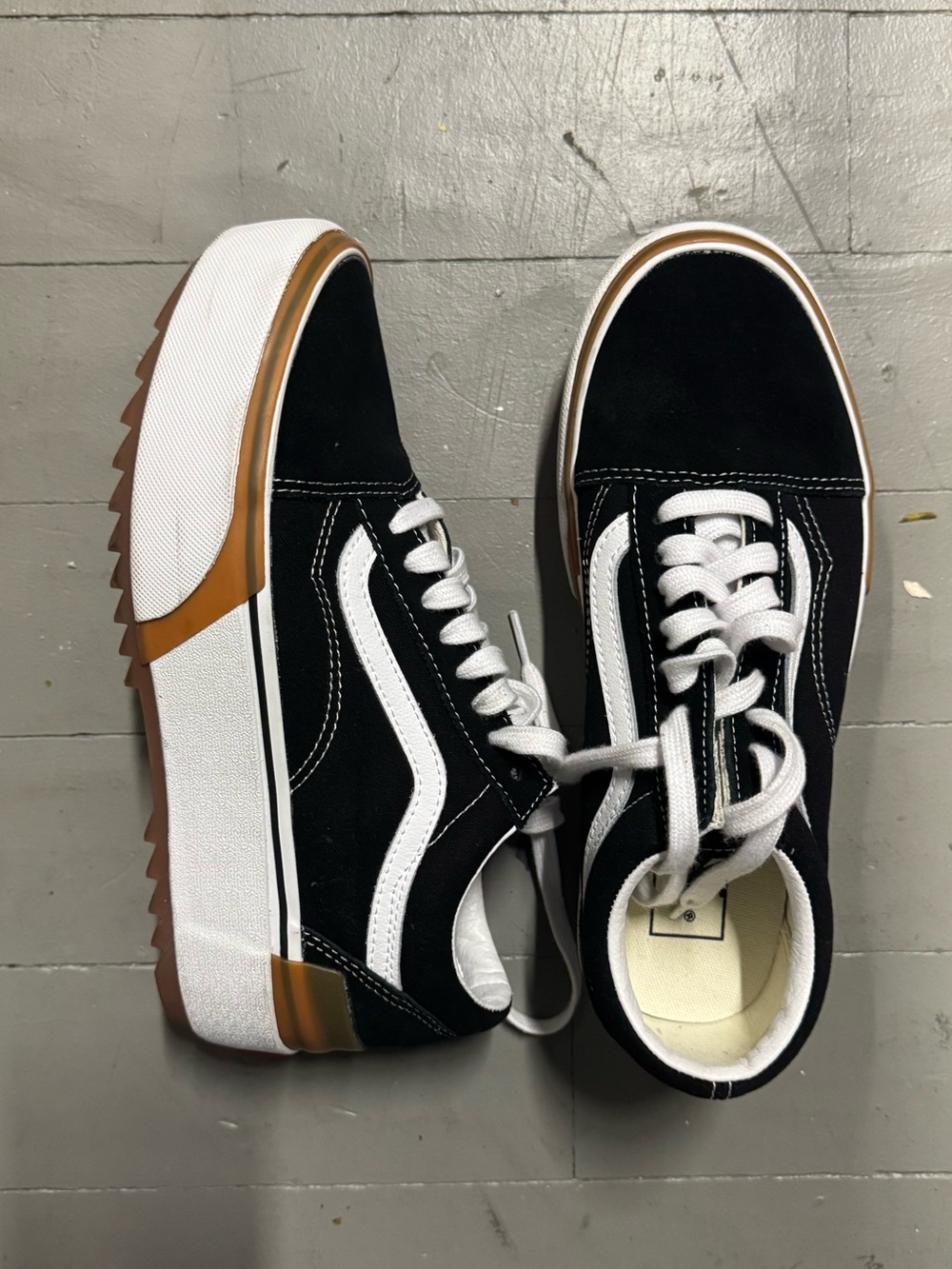Vans Black and White Platform Sneakers GUM bottom